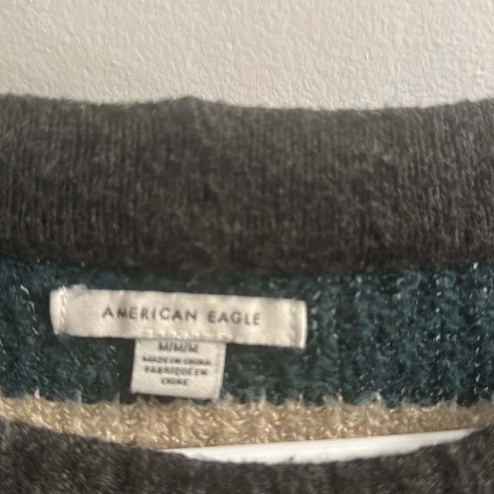 American Eagle Outfitters cozy crewneck striped sweater green size medium - Picture 3 of 5